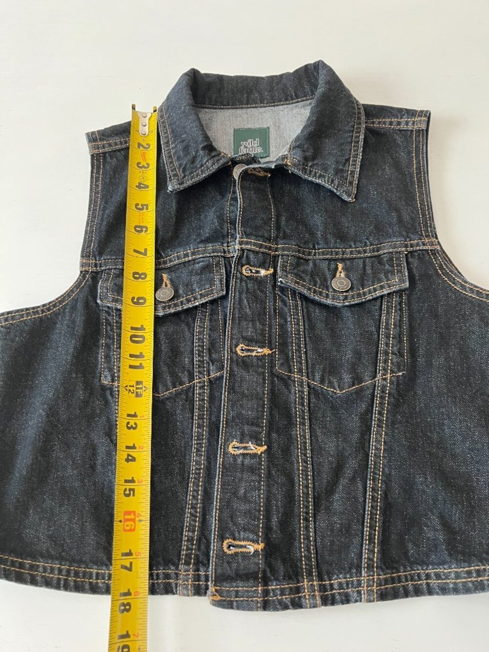 Wild Fable Dark Wash Cropped Denim Trucker Vest - Size Med - Picture 7 of 7